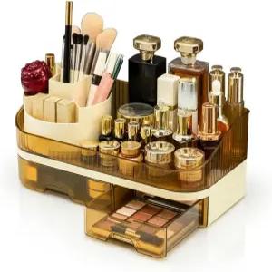 듀얼 서랍이 있는 티딜라도 메이크업 정리함 스킨케어 화장실을 위한 대용량 조리대 화장품 보관함