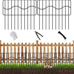 10피트 L x 13인치 H 정원 동물 보호 울타리 7개 패널 노 디그 펜스 소형 야외 토끼 녹슬지 않는 금속 장식