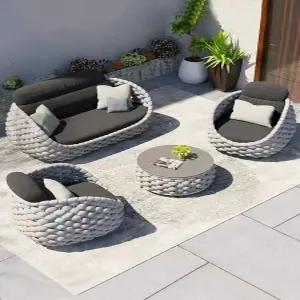 야외 테이블 세트 카페테이블 테라스 라탄