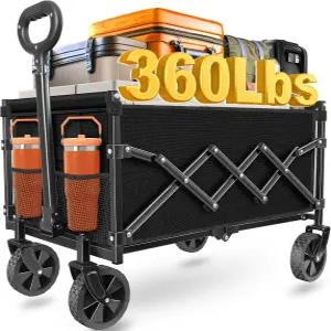 마차 바퀴가 달린 접이식 모래 스포츠 캠핑 식료품을 위한 비치 카트 블랙