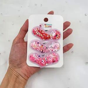 [콩심팥심]야광 스팽글 빅사이즈 똑딱이헤어핀 3종세트