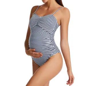 임산부 모노키니 임부 맘 만삭 수영복 스트라이프