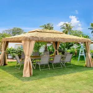 야외 바베큐장 원두막 정자 볏짚 초가지붕 파고라