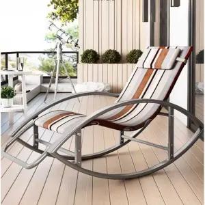 1인흔들의자 철제 라운지 리조트 휴식 실버다리옐로우