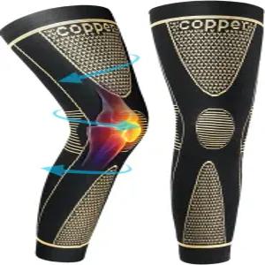 SKDK 구리 풀 레그 슬리브 긴 압박 무릎 운동 및 스포츠를 위한 다리 보호
