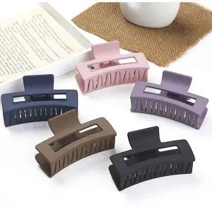매트 무광 사각 헤어 집게핀 머리핀 X5개 (색상랜덤)