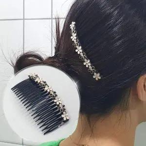 빗핀 올림머리 클립형 플라워 헤어빗핀 블랙