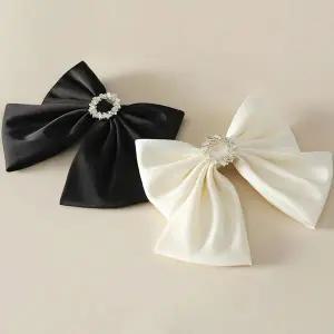 여자 큐빅 새틴리본 자동핀 빅사이즈 머리핀 헤어핀