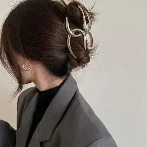 여성 5타입 실버 메탈 집게핀 시크 올림머리핀 헤어핀