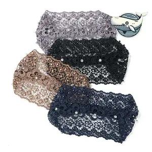 여성용 레이스 헤어밴드 플라워 큐빅 장식