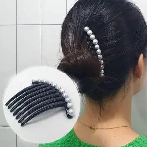 빗핀 올림머리 일자형 진주 헤어빗핀