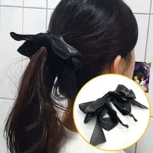 리본바나나핀 올림머리 쉬폰 왕리본 바나나핀 블랙