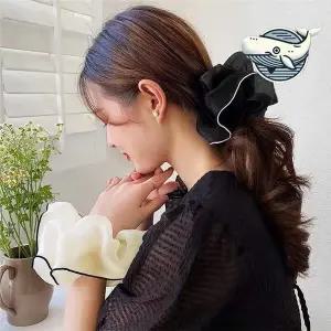 여성용 빅사이즈 쉬폰 곱창밴드 배색 헤어장식
