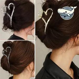 여성용 하트메탈 집게핀 세련된 올림머리