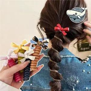 부드러운 컬러 리본 헤어링 스프링 헤어핀 클립