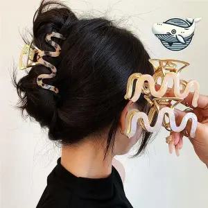 여자 헤어 장식 반묶음 집게핀 웨이브 자개