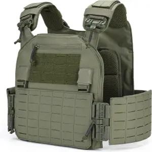 DEYACE 남성용 전술 퀵 릴리스 조끼 통기성 3D 메쉬 라이너가 장착된 완전히 조절 가능한 플레이트 캐리어