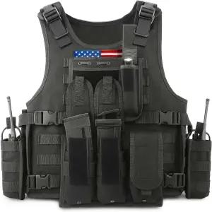 마못 전술 조끼 에어소프트 페인트볼 조절 가능하고 내구성이 뛰어난 구조 탈부착 파우치 포함