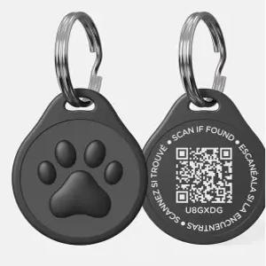 잃어버린 반려동물을 위한 QR 코드 개 태그 - 방수 PVC 발 프린트 ID 고양이를 스캔 가능한 이름 맞춤형
