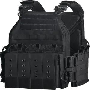 JOMAILIEL 전술 플레이트 캐리어 조끼 - 1000D 나일론 퀵 릴리스 3D 메쉬 안감 4개의 Mag 패널 및