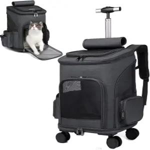 바퀴 달린 반려동물 캐리어 백팩 유모차 여행용 소형견용 카시트 고양이 강아지 컴포트 탈착식 롤링 휠 -