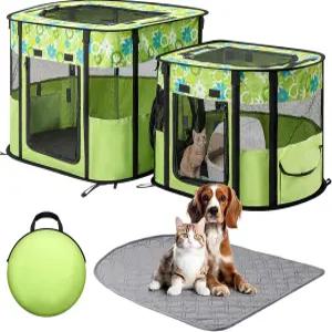 별도의 공간이 있는 휴대용 고양이 놀이방 접이식 실내 야외 울타리 작은 동물을 위한 애완동물 텐트
