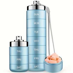 7pcs 메탈 알약  쌓을 수 휴대용 방수 여행 대형 알루미늄 케이스