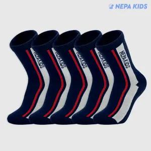 네파 키즈 알파인 클럽 스트라입 크루삭스 네이비/아이보리 K 5팩 NPDACCRK-NY/IV5