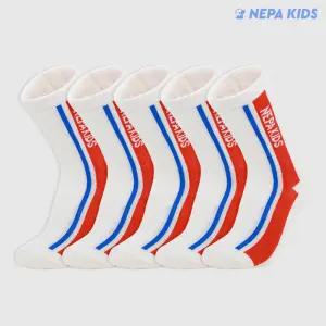 네파 키즈 알파인 클럽 스트라입 크루삭스 아이보리/레드 K 5팩 NPDACCRK-IV/RE5