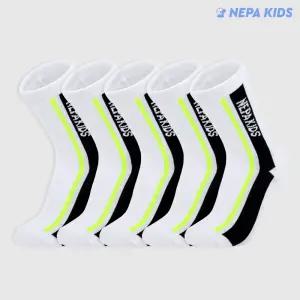 네파 키즈 알파인 클럽 스트라입 크루삭스 아이보리/블랙 K 5팩 NPDACCRK-IV/BK5