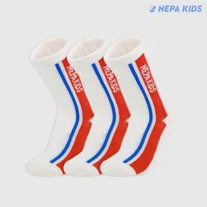 네파 키즈 알파인 클럽 스트라입 크루삭스 아이보리/레드 K 3팩 NPDACCRK-IV/RE3