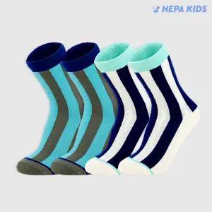 네파 키즈보이 볼드 스트라입 크루삭스 혼합 K 4팩 NPDBBCRK-WB4