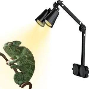흡입 컵이 있는 듀얼 파충류 램프 스탠드 테라리움용 조절식 브래킷 세라믹 소켓과 별도 스위치가 헤드 열