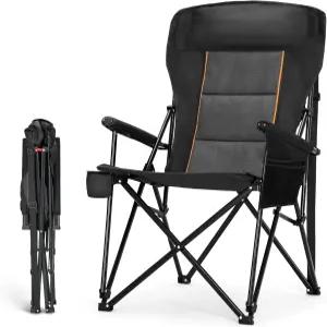 하이 포인트 스포츠 오버사이즈 접이식 캠핑 의자 등받이 헤비 듀티 잔디 컵 홀더가 있는 500파운드 휴대용