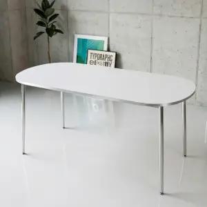 체어센스 어반 실버 타원 테이블 식탁 인테리어 화이트테이블 카페 식당 4인