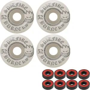 스피트파이어 스케이트보드 휠 버너 52mm 99A 화이트/실버 ABEC 5 베어링 포함