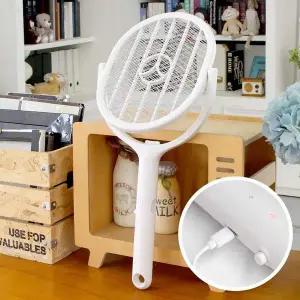 해충킬러 회전형 충전식 전기모기채 전자파리채 캠핑