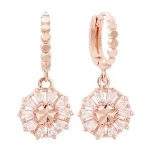 [미니아트]코즈믹 14K 금침 로즈골드 큐빅 별 드롭 원터치 링 귀걸이