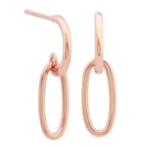 [미니아트]오벨리아 14K 금침 로즈골드 라운드 링 드롭 일자침 귀걸이