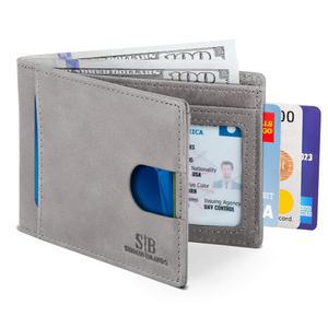 [미국배송] SERMAN 브랜드 RFID 차단 슬림 바이폴드 정품 가죽 얇은 미니멀리스트 프론트 포켓 남성용 빌폴드 지갑 선물