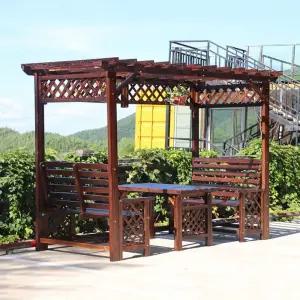 목조정자 야외 테라스 목재 가든 정자 공간 테이블 벤치 쉼터 휴식 세트 카페 의자