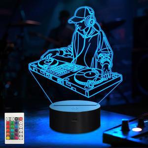 쿨 기프트 마트 DJ 나이트 라이트, 16가지 색상의 3D LED 착시 램프와 리모컨, 음악 애호가를 위한 선물