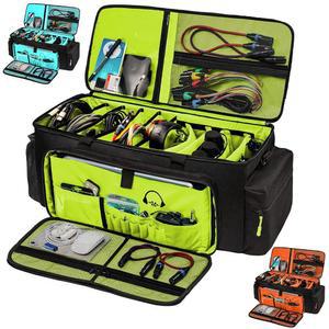 마이배깅 디제이 케이블 백-24 대형 파일 백-디제이 카벨 정리함 케이스-디제이 액세서리용 여행용 긱 기어백-디제이 장비 케이스 패딩 바텀 및 디바이더 포함