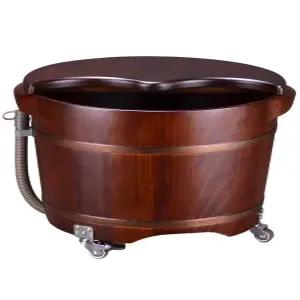 이동식 원목 족욕기 바퀴 마사지판 습식 지압 족욕통