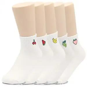 패턴 단목 흰색 10켤레 양말 발목 과일 여성용