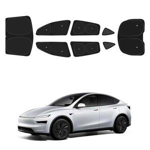 브리오스 2025 2026 모델 Y 주니퍼 사이드 윈도우 선쉐이드 8PCS 풀 세트 캠핑 프라이버시 보호 선쉐이드와 전면 및 후면 윈드실드 선쉐이드, Tesla 인테리어 액세서리용