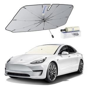 Syncwire 자동차 윈드실드 선쉐이드 우산 - 우수한 태양열 및 열 보호를 위한 향상된 비닐 코팅, 차량의 냉각을 유지하고 Tesla의 인테리어, 혁신적인 엣지 디자인을 유지합니다