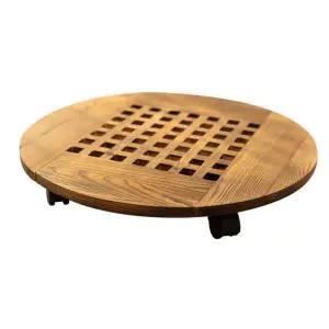 이동식 화분받침대 원목 나무색상 거치대 40cm 원형 대형 물받이 직경