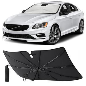 차량용 에코노어 우산 앞유리 자외선 차단제 | 접이식 수납 파우치 포함 전면 유리창 쿠페, 세단 및 해치백에 적합 소형 52인치 x31