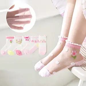 [원일안전] 중목양말 5족세트 여름 잠자는토끼시스루 신상 아동양말 (본품)